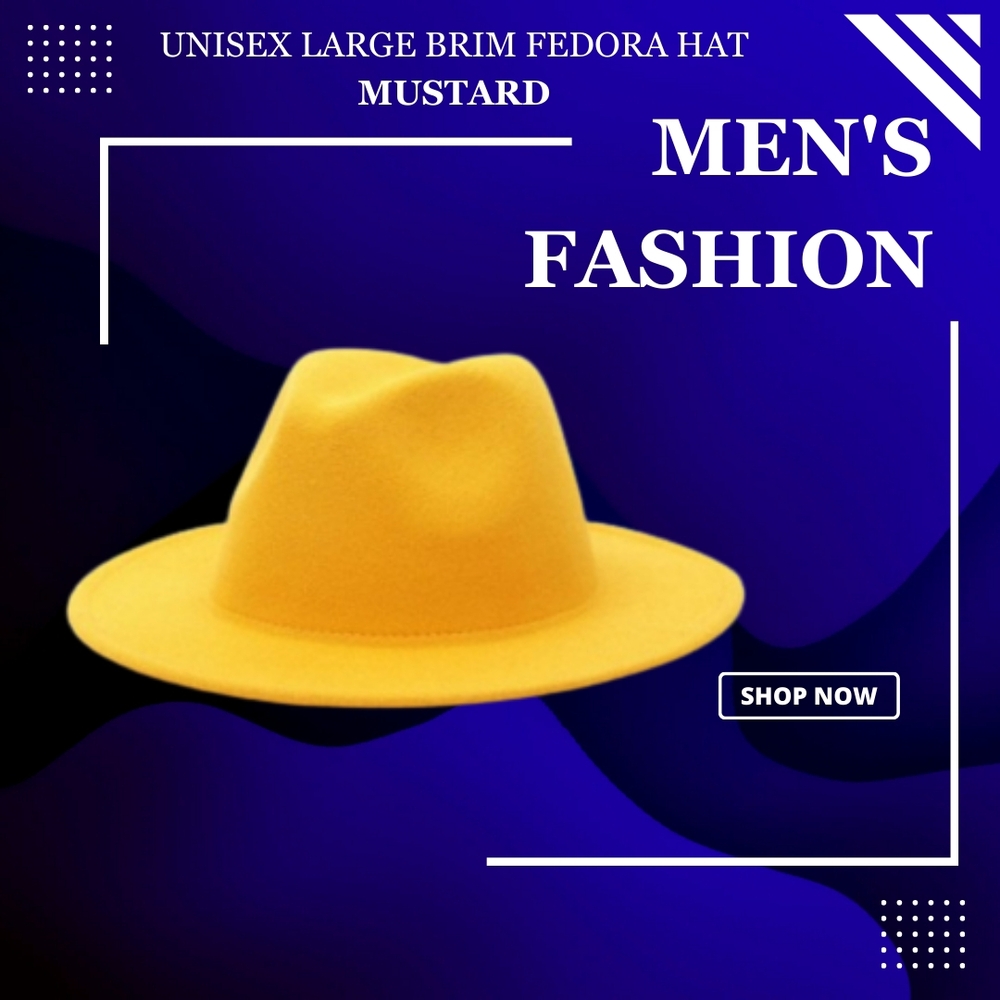 UNISEX LARGE BRIM  Mustard  Fedora Hat
